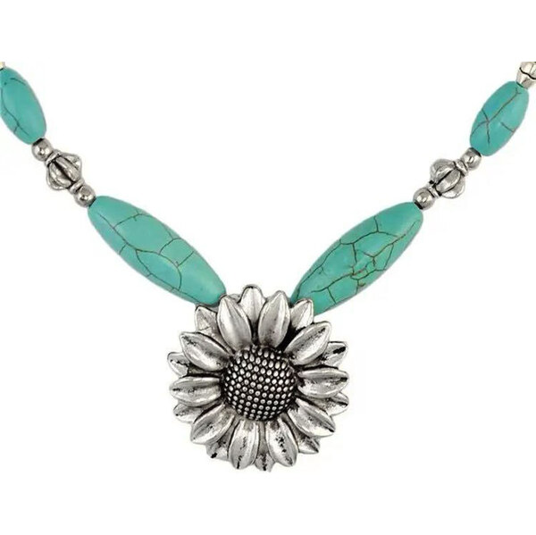 Lodestar Dámsky kvetinový náhrdelník Tyrkysový Gerbera 65228317