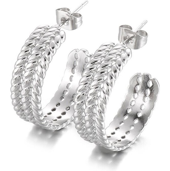 Impress Jewelry Oceľové Náušnice polkruhy Vangel Strieborné 65228340