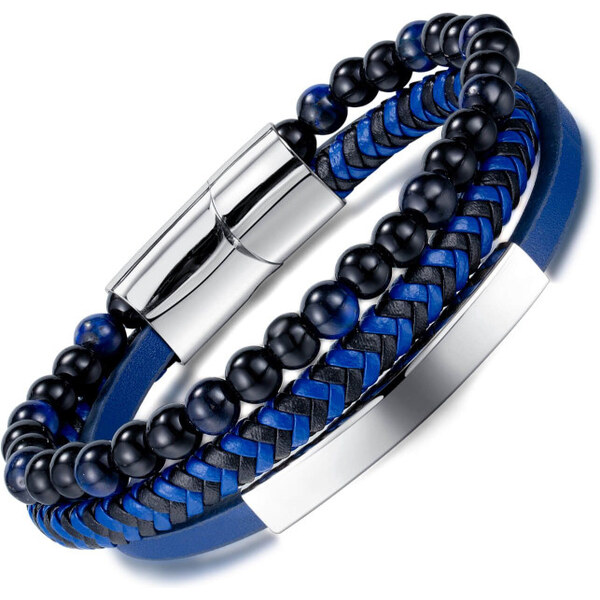 Titan Jewerly Pánsky oceľový náramok Blue Braided Modrý 21cm 65228383