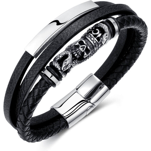 Titan Jewerly Pánsky oceľový náramok Snake Čierny 21cm 65228397