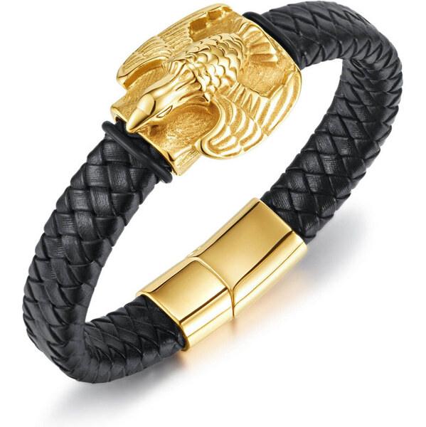 Titan Jewerly Pánsky oceľový prepletaný náramok Flying Eagle Zlatý 65228405