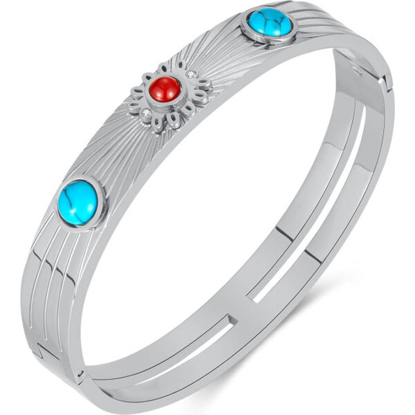 Titan Jewerly Dámsky pevný náramok s kamienkami Tudi Strieborný 17.5cm 65228414