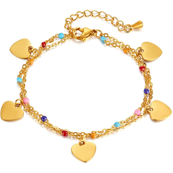 Titan Jewerly Dámsky oceľový náramok s príveskami Lucine Zlatý 65228420