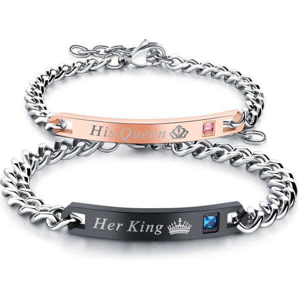 Titan Jewerly Náramky pre dvoch z chirurgickej ocele King and Queen 65228422