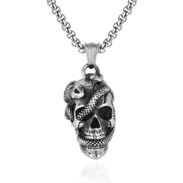 Impress Jewelry Prívesok z chirurgickej ocele Lebka s hadmi 65228430