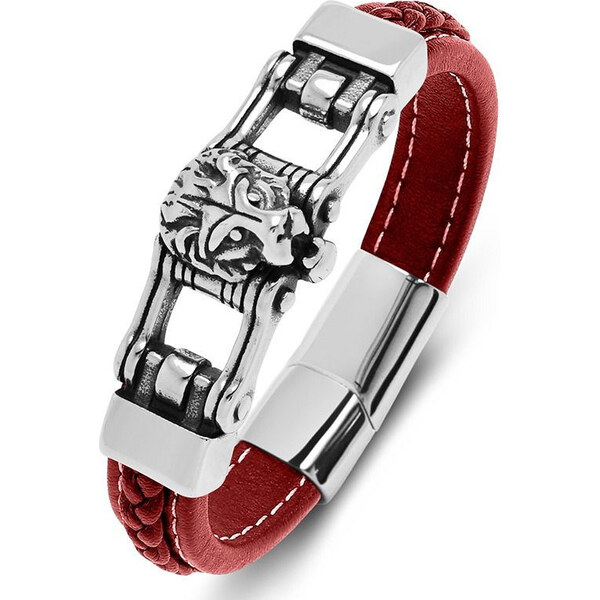Impress Jewelry Pánsky oceľový náramok Lion King Červený 21.5cm 65228488