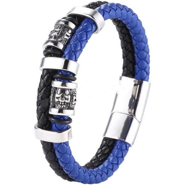 Impress Jewelry Pánsky splietaný oceľový náramok Skuul Etnic Modrý 65228490