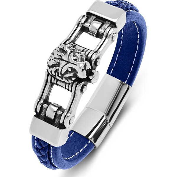 Impress Jewelry Pánsky oceľový náramok Lion King Modrý 21.5cm 65228487