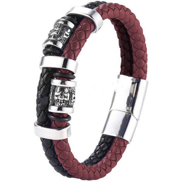 Impress Jewelry Pánsky splietaný oceľový náramok Skuul Etnic Červený 65228491