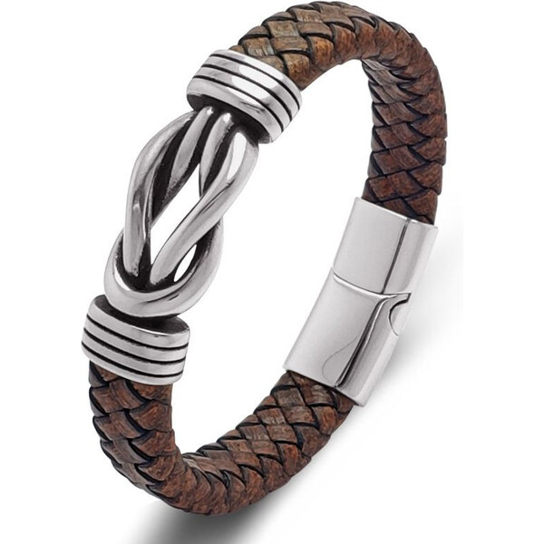 Titan Jewerly Pánsky oceľový prepletaný náramok Pontianus Hnedý 65228516