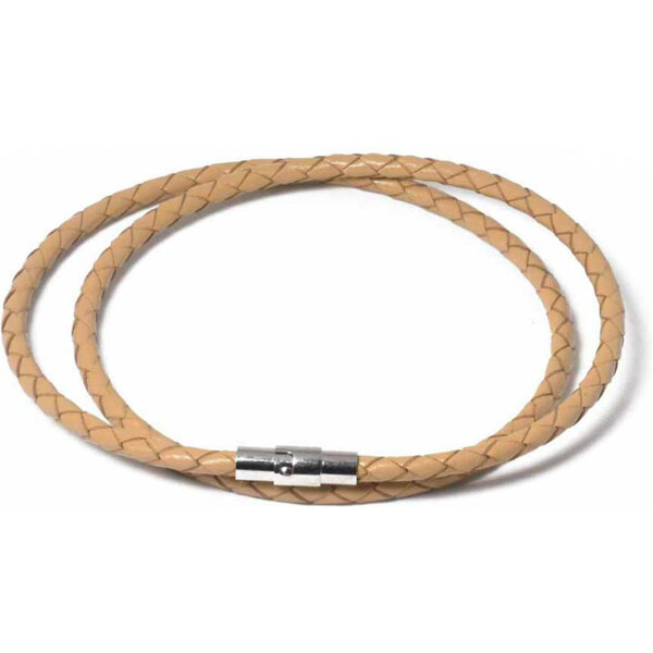 Lodestar Splietaný náhrdelník z pravej kože 4 mm Camel 65228558