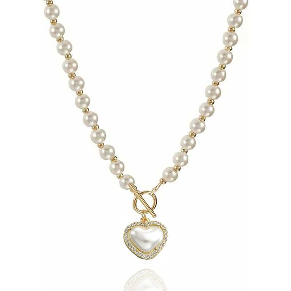 Lodestar Perlový choker náhrdelník so Srdiečkom a zirkónmi 65228606