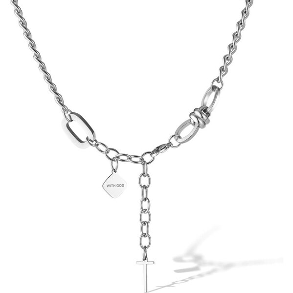 Impress Jewelry Dámsky Oceľový náhrdelník Niche Cross Strieborný 65228609