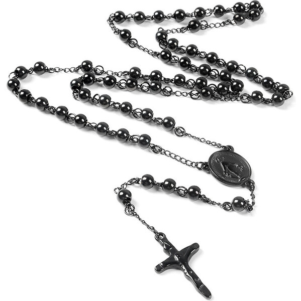 Impress Jewelry Ruženec z chirurgickej ocele a onyxových koráliek 65228642