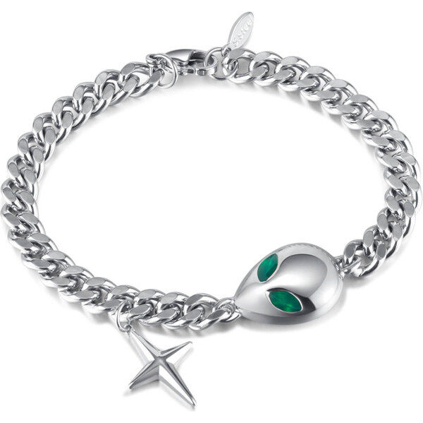 Titan Jewerly Oceľový náramok Cuban s príveskom Alien 65228647