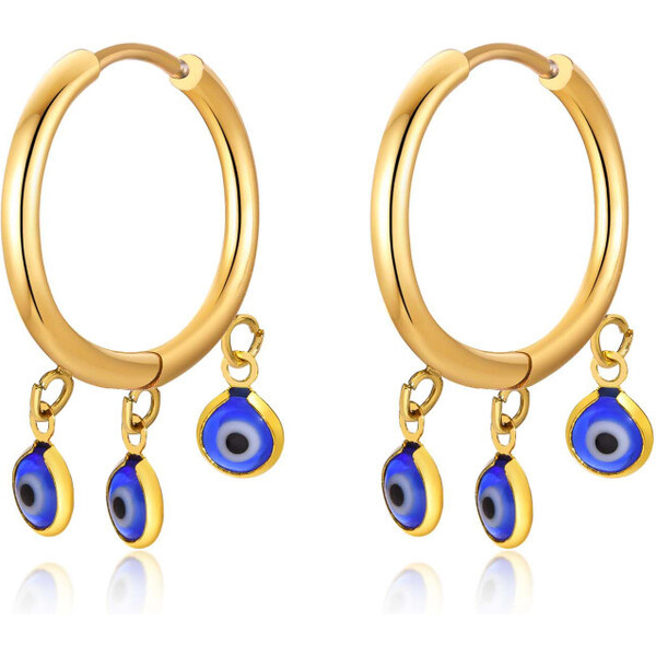 Impress Jewelry Dámske Oceľové kruhové náušnice Modré oko Zlaté 65228759