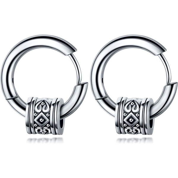 Impress Jewelry Oceľové náušnice kruhy s valčekom 17mm Etno Strieborné 65228748