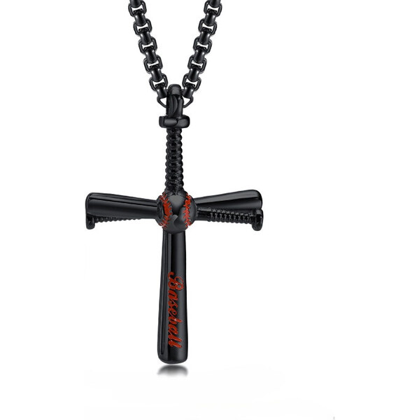 Impress Jewelry Prívesok z chirurgickej ocele čierny krížik Baseball 65228913