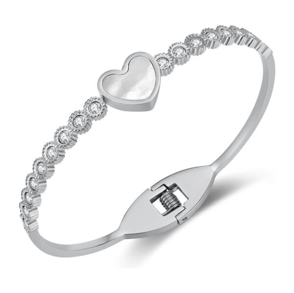Titan Jewerly Dámsky oceľový pevný náramok s Holo srdiečkom strieborný 65228915
