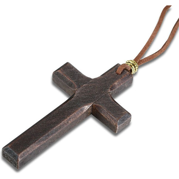 Impress Jewelry Drevený prívesok kríž hnedý 8cm 65228912