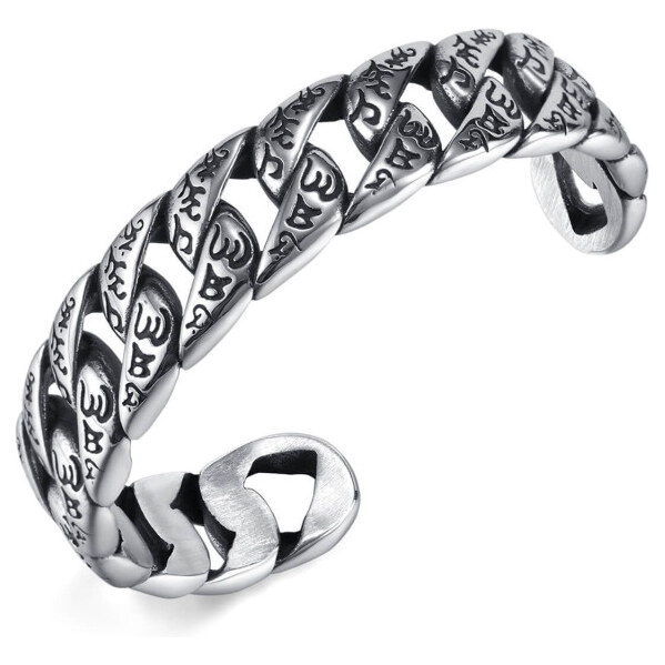 Impress Jewelry Pánsky oceľový náramok mantra so šiestimi znakmi 18cm 65228916