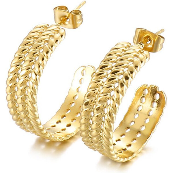 Impress Jewelry Oceľové Náušnice polkruhy Vangel Zlaté 65229056