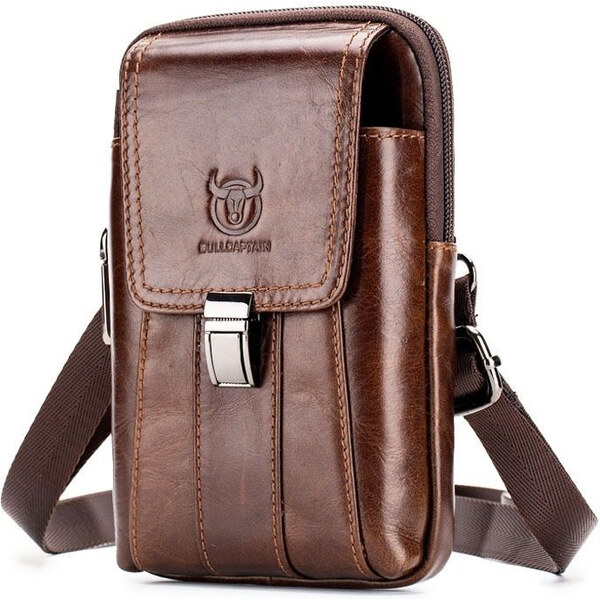Bullcaptain kožená taška a puzdro na opasok Chardin Hnedá 65229238