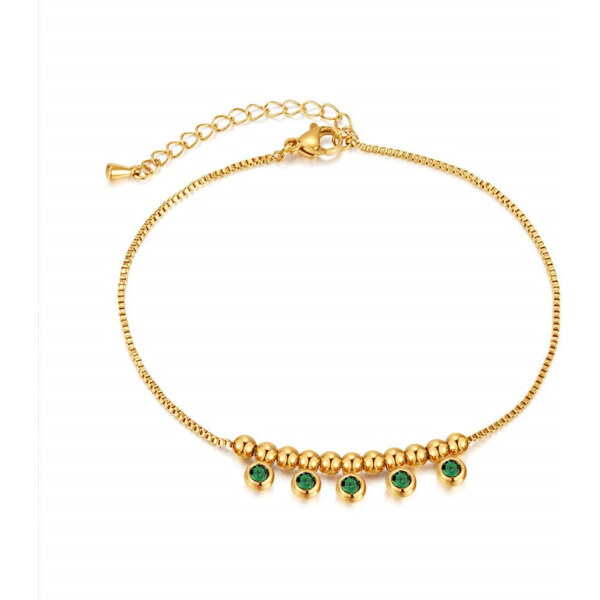 Titan Jewerly Retiazka na nohu z chirurgickej ocele so zelenými 65229273