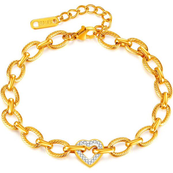 Titan Jewerly Náramok z chirurgickej ocele so srdiečkom Zlatý 65229300