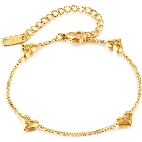 Titan Jewerly Náramok z chirurgickej ocele Srdiečka so slniečkom Zlatý 65229301