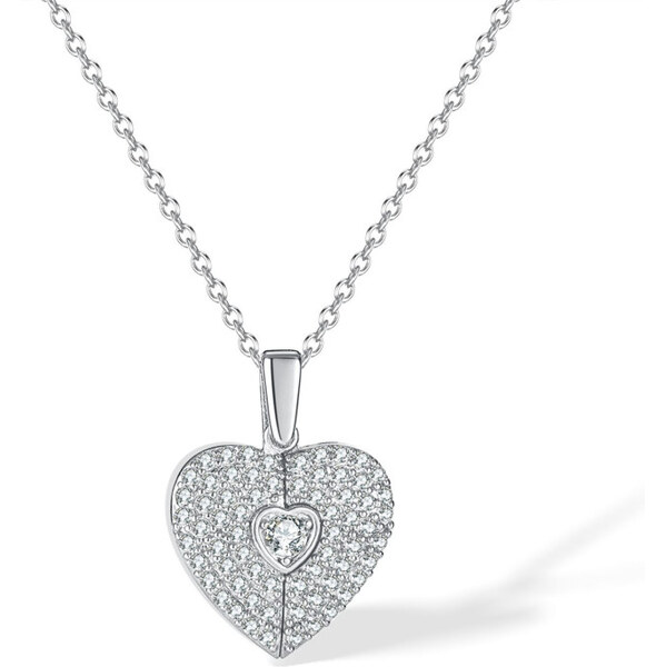 Titan Jewerly Dámsky nerezový náhrdelník s otváracím srdcom Strieborný 65229302