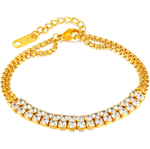 Titan Jewerly Náramok z chirurgickej ocele dvojradový s kryštálmi 65229305