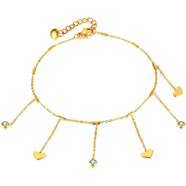 Titan Jewerly Retiazka na nohu z chirurgickej ocele s príveskami Zlatý 65229319