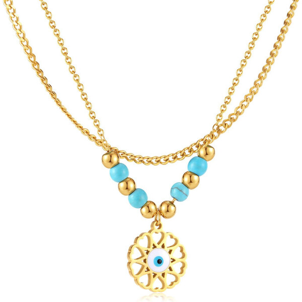 Titan Jewerly Dámsky set náhrdelníkov z chirurgickej ocele Modré oko 65229310