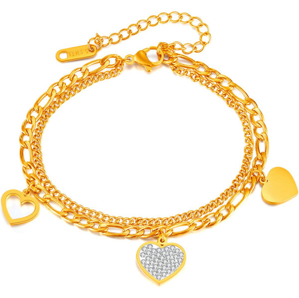 Impress Jewelry Dámsky Dvojitý náramok z nerezovej ocele Figaro Zlatý 65229317