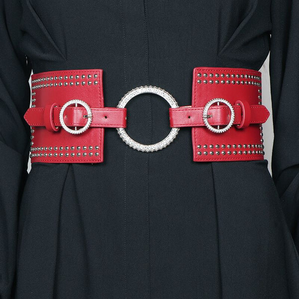 Lifestyle Dámsky široký korzetový opasok s kryštálmi Vaiki Bordový 65229336