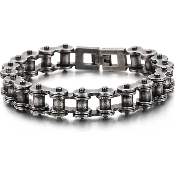 Impress Jewelry Náramok z chirurgickej ocele Moto Chain Vintage Dark 65229387