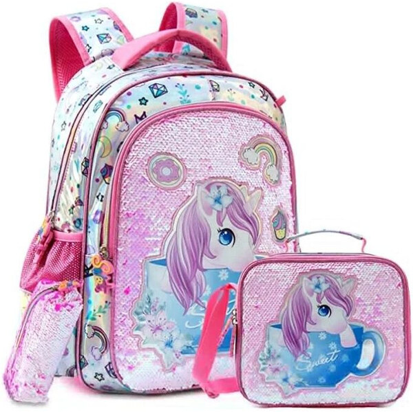 Jasminestar Jasmine Dievčenský školský batoh set 3v1 Flitrový 65229390