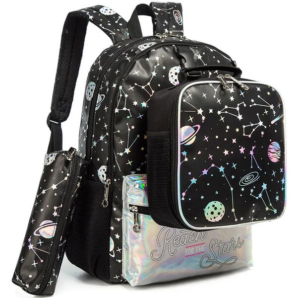 Jasminestar Jasmine Dievčenský školský batoh set 3v1 Holografický 65229393