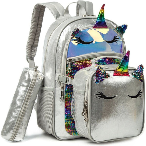 Jasminestar Jasmine Dievčenský školský plecniak set 3v1 Holografický 65229396