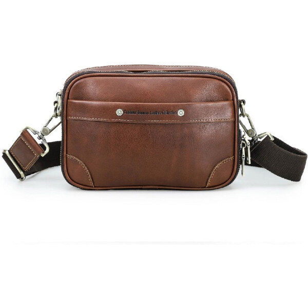 Contacts pánska kožená taška Hassan Hnedá 3L 65229460