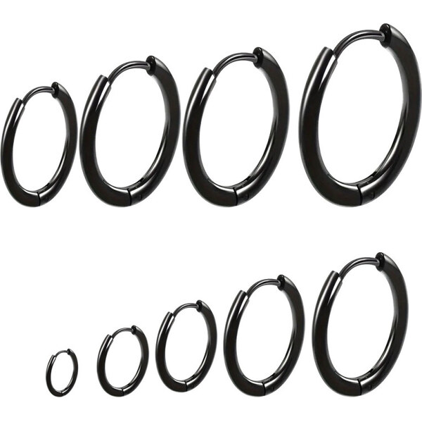 Impress Jewelry Kruhová náušnica z chirurgickej ocele Krúžok Čierny 65229463