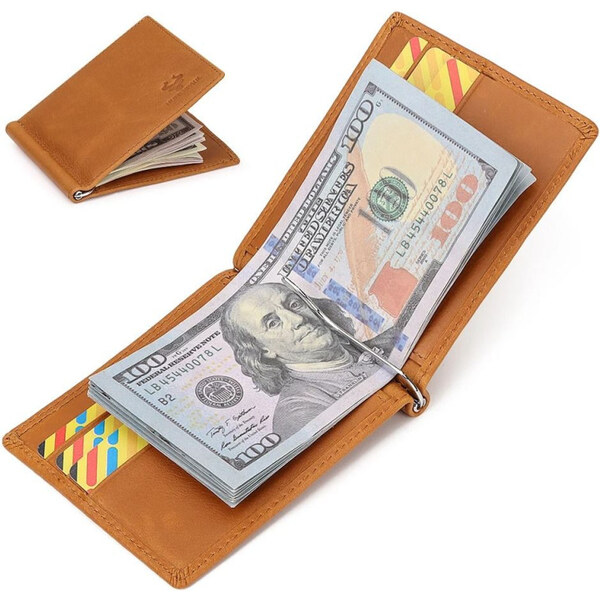 Humerpaul kožená peňaženka s klipom Lauris Svetlé hnedá 65229466