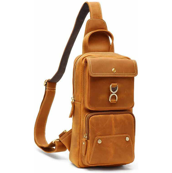 Humerpaul pánska kožená taška pre hruď Walter 5L Camel 65229478