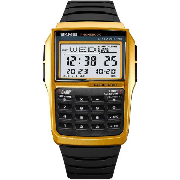 Skmei 2255 pánske hodinky Mr. Calculator zlaté 65229592