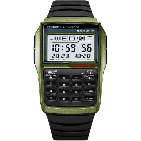 Skmei 2255 pánske hodinky Mr. Calculator zelené 65229591