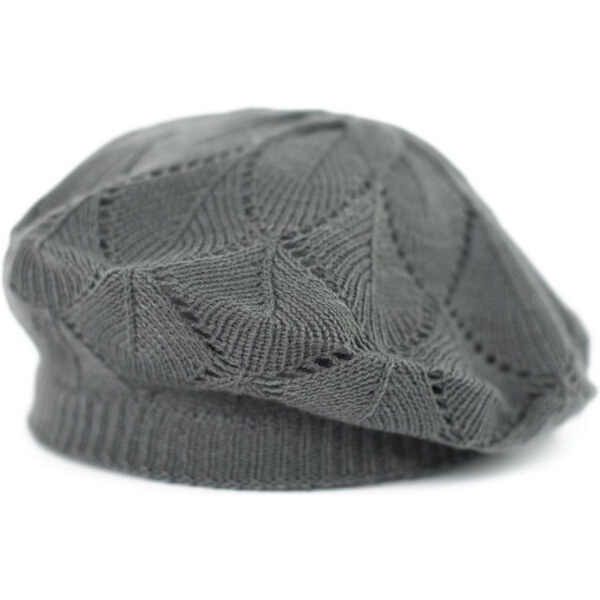 Artofpolo Dámsky pletený baret Liliana Tmavo šedý 65229631