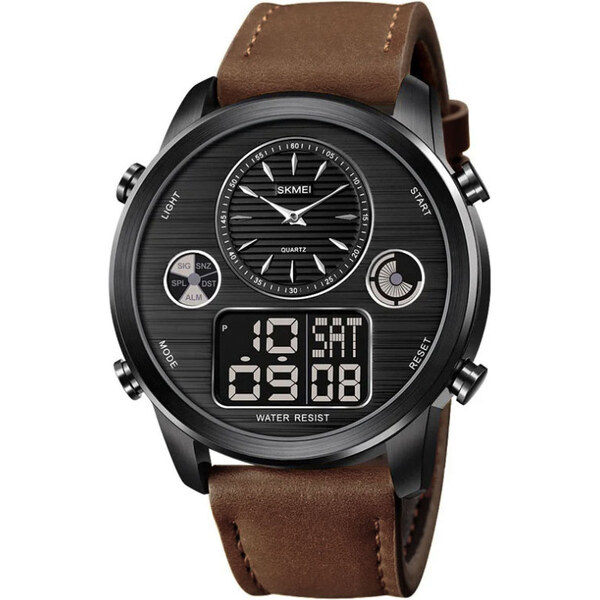 SKMEI 1653 duálne hodinky Big Face Čierne Tmavo Hnedé 65229726