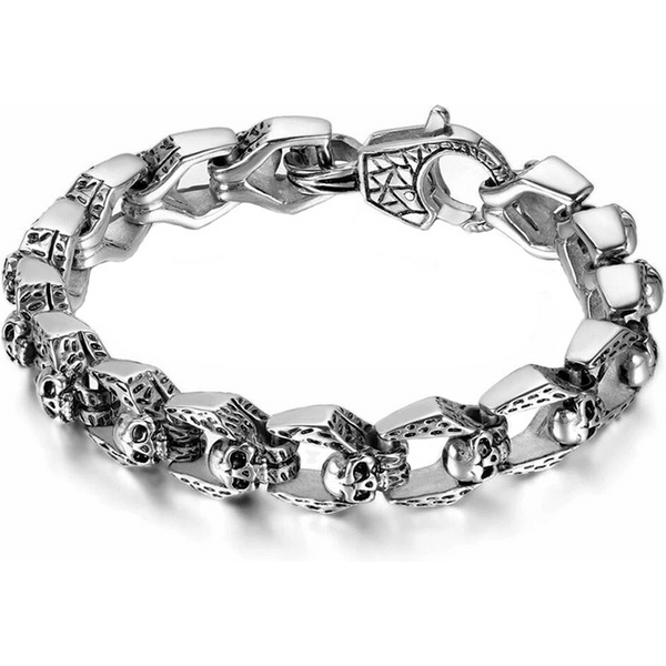 Impress Jewelry Punkový masívny náramok s lebkami z chirurgickej ocele 65229780