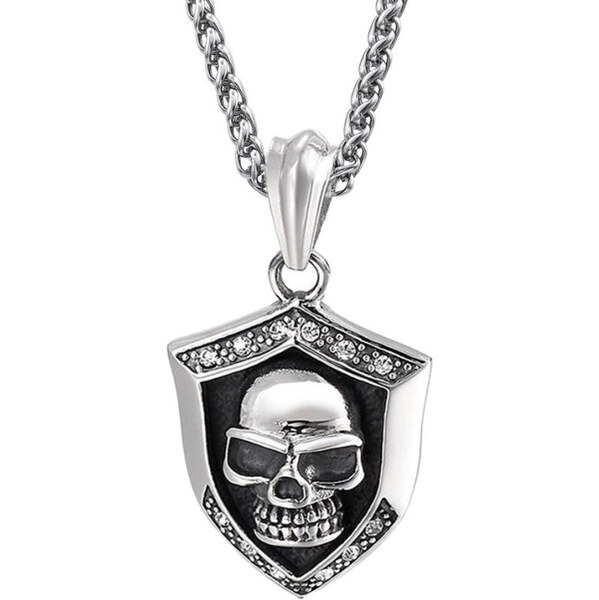 Impress Jewelry Prívesok z chirurgickej ocele Erb Lebka s kryštálmi 65229801